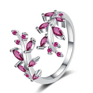 Hiện đại lá motifs Đá Zirconia Cubic đánh bóng Lớp cuối món quà lấp lánh Nhẫn chiếc lá cho phụ nữ