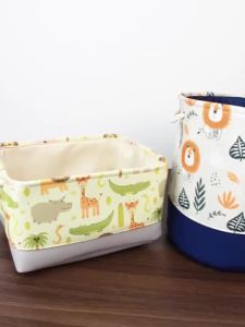 Canvas Laundry Basket Kids Cute Cartoon Foldabe Storage Basket Toys Clothes Baby Nursery Organizer