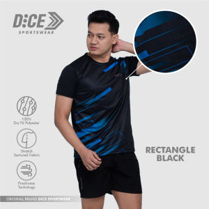 DICE Jersey Ractangle Black Kaos Lari Warna Hitam Polyester