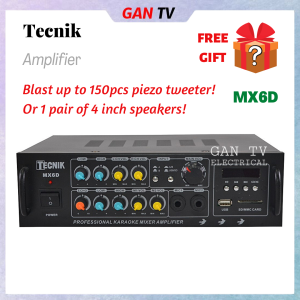 Original Tecnik MX6D Professional Karaoke Swiftlet Mixer Amplifier Sirim Approved with USB & SD Card Slot (HEAMTK-MX6D) GANTV