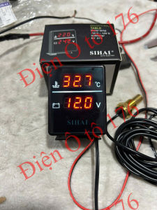 Đồng hồ báo nhiệt 2 chức năng Sihia. Đồng hồ vuông kèm núm báo nhiệt dành cho ô tô máy công trình...