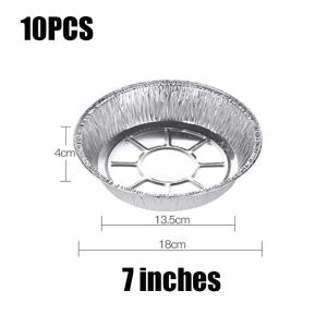 10pcs Air Fryer Aluminum Foil Trays Disposable Round Non-Stick Steaming Foil BBQ Tray Kitchen BBQ Drip Pan