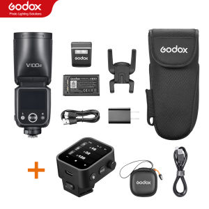Godox V100 100W TTL Li-ion Round Head On-Camera Flash 1/80000s 2.4G Wireless Receiving System Wireless Transmission Speedlite Flash with Fill Light Built-in 2980mAh Battery for Canon Nikon Sony Fuji