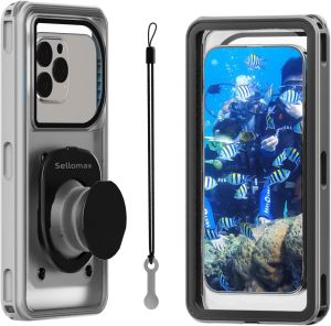 Waterproof Phone Pouch Heavy Duty Hard Phone Case with Lanyard Compatible with iPhone 17 Pro Max/16/15/14 Galaxy S25 Support Touch Function Black