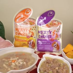 sup 6pcs Meaty Chunks Dog Wet Food in Meat Veggies Soup Rich in Amino Acids Iron Zinc for Dogs