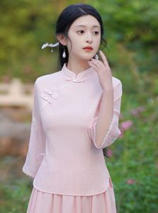 daidai (Ready Stock) Hanfu Cheongsam Long Dress Han Fu Tops Wedding Bridesmaids 姐妹装高级汉服小伴娘旗袍中国风伴娘服姐妹裙礼服套装唐装连衣裙刺绣中式古风复古服装