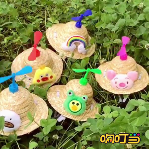 Dog Hat Small Pet Straw Hat Lovely Bamboo-Dragonfly Costume Hat for Cats Puppy Summer Sun Hat Small Dogs Cute Headwear