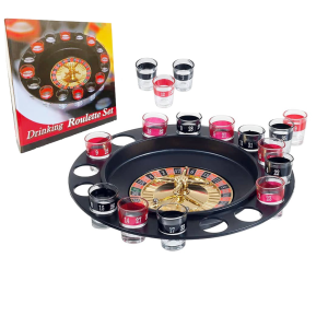 Drinking Roulette Set 16 Shot Glasses Russian Casino Spinning Roulette Poker Chips Drinking Game Set Party Adult Drinking Game