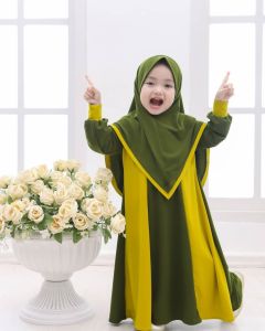 Zahra fashion muslim anak perempuan terbaru  gamis anak set hijab Usia 5-10 Tahun