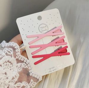 3PCS/Set Pink Color Hairpin Metal Barrettes BB Side Hair Clips for Women Girls Hair Accessories