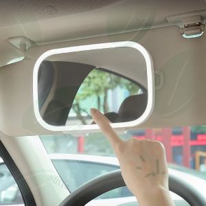 LED Makeup Vanity Mirror for Car – Touchscreen 3 Lighting Modes UV Protection Clip-On & Rechargeable