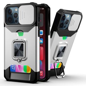 Kisscase trượt camera Bìa chân đế Ví Thẻ trường hợp đối với iPhone 15 Pro Max 14 cộng với 13 12 Pro 11 chống sốc Lớp Điện thoại bảo vệ trường hợp