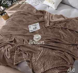 Coral Ribbed Fleece Blankets King
