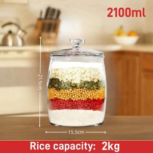 glass rice dispenser 10 kilos/10kg storage container airtight big glass jar canisters and jars organizer with lid lagayan ng bigas aesthetic rice bucket rice box