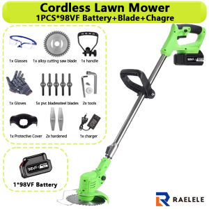 Mesin Rumput Bateri 98V / 168V – Cordless Grass Cutter Rechargeable Adjustable & Rotatable Lawn Mower Motor Kuat Bilah Tajam