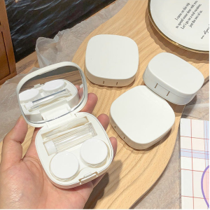 Macaroon Lens Case Travel Ins Style Transparent Colorful Contact Lens Case with Mirror and Cleaning Kit