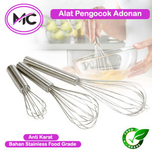 Alat Pengocok Telur Manual Bahan Stainless Steel Food Grade Pengaduk Adonan Kue Whisker Manual Serbaguna