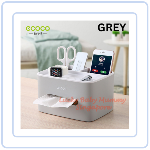 【Pure Care】 Ecoco Square Tissue Box with Storage Organizer | Double-Layer | Desk & Home Use