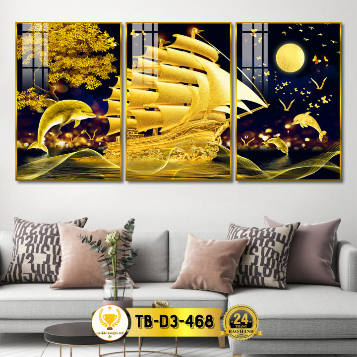 Tranh Treo Tường Decor Bộ 3 Thuận Buồm Xuôi Gió Tráng Gương CHÂN THIỆN ...