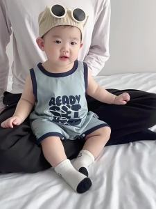 Baby Romper Summer Thin Korean Style Boys Clothing Summer Cool Vest Newborn Toddler Summer Crawling Suit