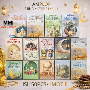 AMPLOP LEBARAN MIKA IDULFITRI MOTIF MASJID ISI 50 PCS AMPLOP MASJID TERBARU/ AMPLOP MURAH MERIAH