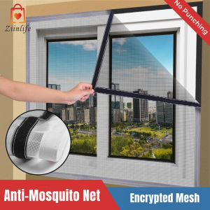 Window Screen Net Anti-Mosquito Window Net Self-Adhesive Window Screen Netting Nylon Mesh Curtain with Magic Velcro Tape(White)