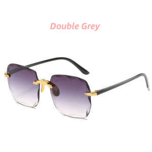Fashion Rimless Gradient Sunglasses for Women UV400 Anti-Glare Korean Retro Rectangle Sunglasses UV Protection Eyewear
