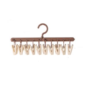 DSFDF Rotatable Coat Hanger with Clips Adjustable Windproof Underwear Sock Clips Multifunctional Hanger Foldable Scarless Clothes Rack Household Use
