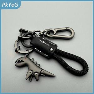 PkYeG Phụ kiện trang trí xe máy móc khóa ô tô hình khủng long nhỏ móc khóa kim loại dây da đan đơn mặt treo túi xách