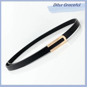 Ditur เข็มขัดคาดเอวสำหรับผู้หญิงเข็มขัดหนัง PU แบบมินิมอลแบบมีหัวเข็มขัด