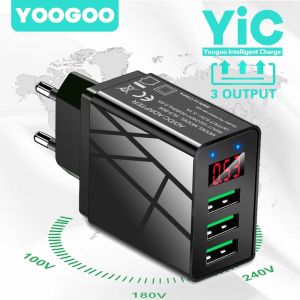 YOOGOO QC3.0 Charger Quick Charging 5V 3A Digital Display 3 Ports Kepala Charger Iphone Samsung XIAOMI HUAWEI