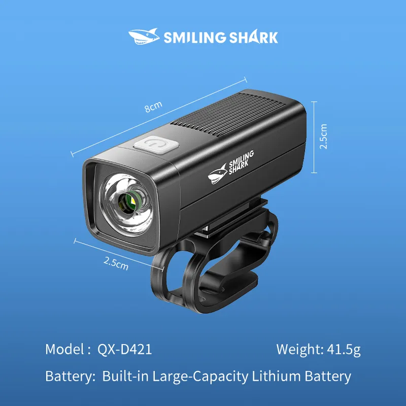 ※ happysmile Smiling Shark QXD421 LED Bike Light 3Mode Super Bright Bicycle