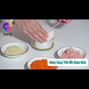 Máy Xay Tỏi Ớt Cầm Tay Mini - Dụng Cụ Băm Tỏi Ớt Kéo Tay 170ml Lưỡi Dao Inox Sắc Bén Xay Nhuyễn