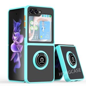 Casing For Samsung Galaxy Z Flip5 ZFlip5 Flip 5 ZFlip ZFlip4 Flip4 Magnetic Ring Phone case Stand Holder Bracket Shockproof soft Farme Hard Cover