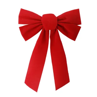5pcs Large Red Velvet Christmas Bow / Xmas Tree Topper Bownot Hanging Pendants / DIY Christmas Wreaths Bow Ornaments / New Year Christmas Party Decoration for Home