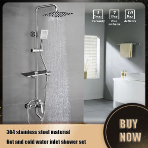Shower Set Bathroom 304 Stainless Steel Bathroom 4 in 1 Shower Set with Rainfall Shower Head Hot And Cold Rain Shower with Spray Gun