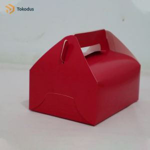 Gable Box/Box Jinjing 20x15x8 Ivory Merah roti kue kering dan hampers bakery (ISI 10 PCS)