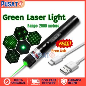 PUSAT69 Green Laser Pointer 303 Hijau Jarak Jauh Cas Recharger Alat Presentasi Cahaya Titik Kunci Pengaman