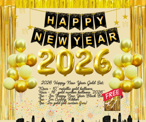 HAPPY NEW YEAR 2026 DECORATION SET (BANNER/BALLOON/2026/CURTAIN)