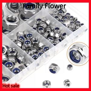 Family Flower Flash Sale ชุดแบ่งประเภทน็อตน็อตล็อกในตัวล็อกล็อกล็อกได้เอง200ชิ้นชุด M2 M2.5 M3 M4 M5 M6 M8 304 A2-70สแตนเลส