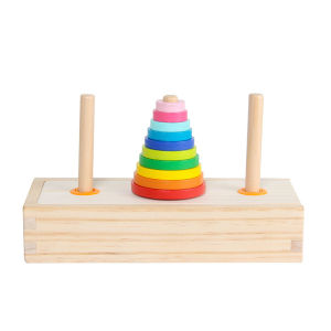 Đồ chơi giáo dục nhận thức sớm montessori - Xếp hình tháp cầu vồng mầu sắc 3 trụ thế hệ mới chất liệu gỗ