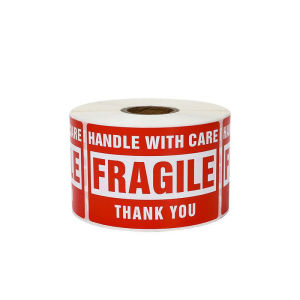 250Pcs/Roll Please Handle Fragile Warning Label Stickers 25x45mm Care for Goods Fragile Shipping Stickers White Yellow