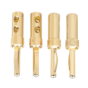 4PCS Gold Plated Banana Plugs Connectors With Large Contact Area For Improved Auditory Performances And Stability