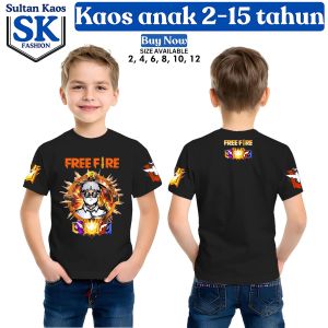 Baju Kaos Anak | Karakter Free Fire Kakek Topi Terbaru New Design | Baju Anak Laki-Laki Umur 2 Sampai 15 Tahun