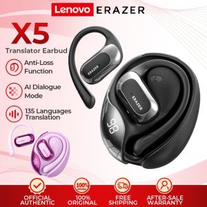Lenovo ERAZER X5 Al Smart Real-Time Translation Wireless Earphone Bluetooth 5.4 With LED Display 135 Languages ​​Translation Earbuds With Mic Sport Headset IPX5 Waterproof Bone Conduction Headphones With Anti-loss Function