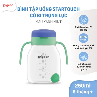 Bình tập hút tập uống nước cho bé Pigeon PP cao cấp chống sặc có ống hút bi trọng lực 250ml