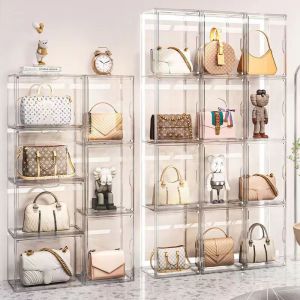 Transparent Acrylic Storage Magnet Box Big Capacity Box Cabinet Drawer Bag Storage Organizer Dustproof Display Case