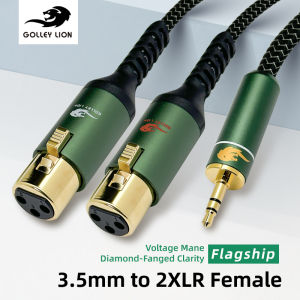 GOLLEY LION 3.5mm to Dual XLR Female Cable | Shielded Design | Studio Mic/PA/Interfaces