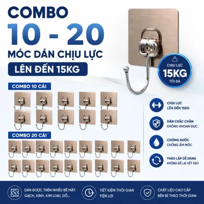 Combo 10 Móc BẢN LỚN móc Inox Dán Tường Chịu Lực 15KG Móc Treo Đồ Nặng Dán Tường Chất Lượng Cao móc chịu lực móc móc treo tường móc dính tường móc treo giá treo đồ dụng cụ treo đồ móc chịu lực đa năng