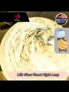 LED USB Glass Planet Moon Night Light Lamp Bedside Bedroom Desk Table Decor Lampu Bilik Tidur Meja Malam Kaca LED玻璃星球灯